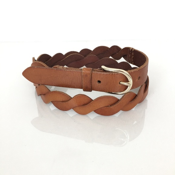 Unbranded Accessories - Women’s Thin Brown Twisted Braided Leather Belt Preppy